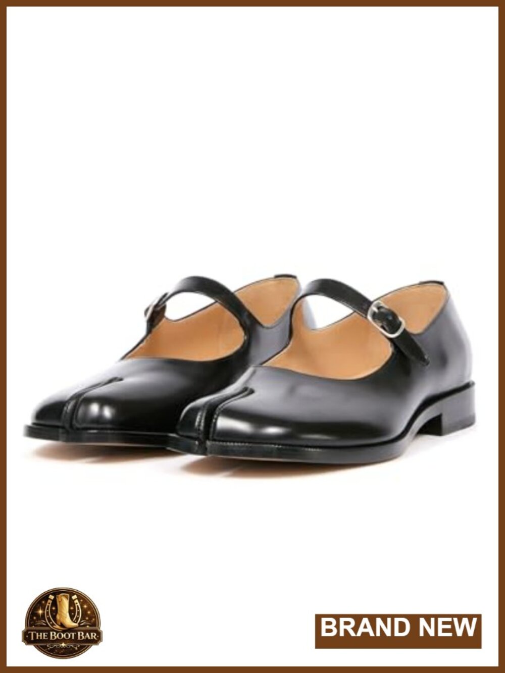 Tabi Mary Jane Flats Split Toe Chunky Low Heel PU Leather Women's Shoes